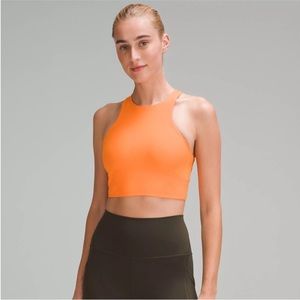 lululemon mesh back train bra orange frappe